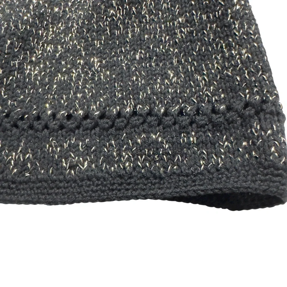 Vintage Black Metallic Knit Cardigan Sweater Button Front Long Sleeve - Picture 8 of 10